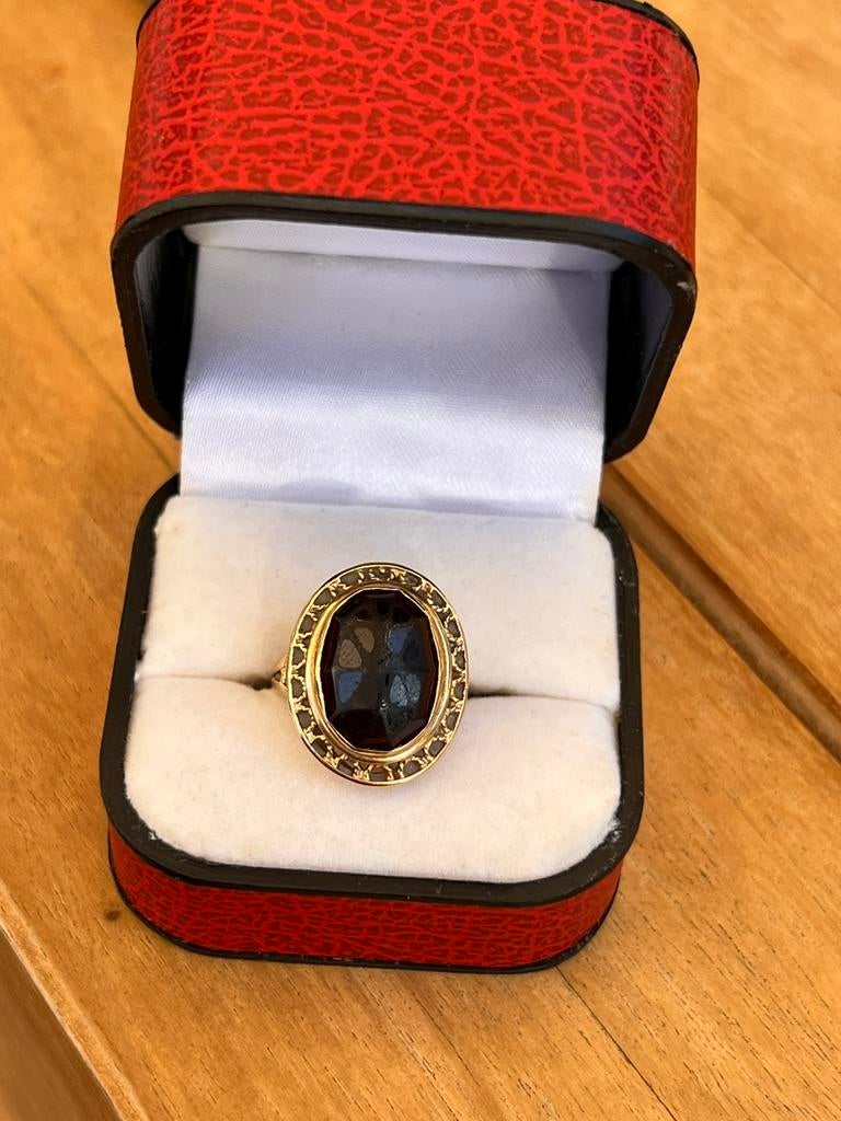 Ring vintage antiek, Gebruikt, Ophalen of Verzenden, 17 tot 18, Met edelsteen
