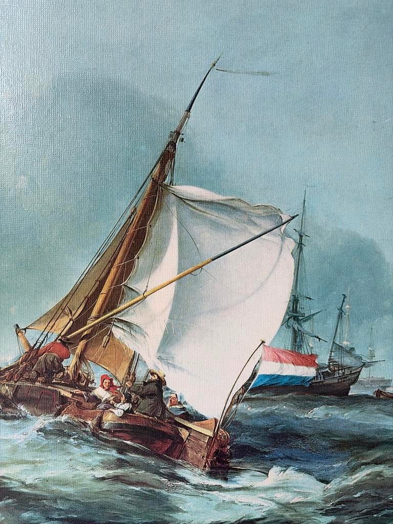 Schilderij met zeilschepen in lijst, Ophalen