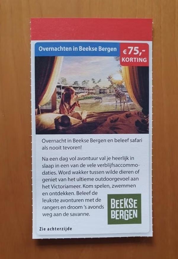 Beekse Bergen Hotel & Resorts €75,- korting, Tickets en Kaartjes, Hotelbonnen, Drie personen of meer, 1 overnachting