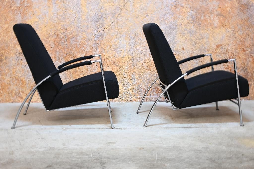 ZGANieuw 1 zwarte stoffen Harvink de Club design fauteuil, Harvink, Harvink, Leer, 75 tot 100 cm