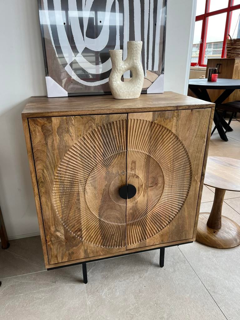 Magazijn leegverkoop dressoir carved curving mangohout actie, Nieuw, Ophalen of Verzenden, Info@wkhome.nl, Argonweg 20 Amersfoort