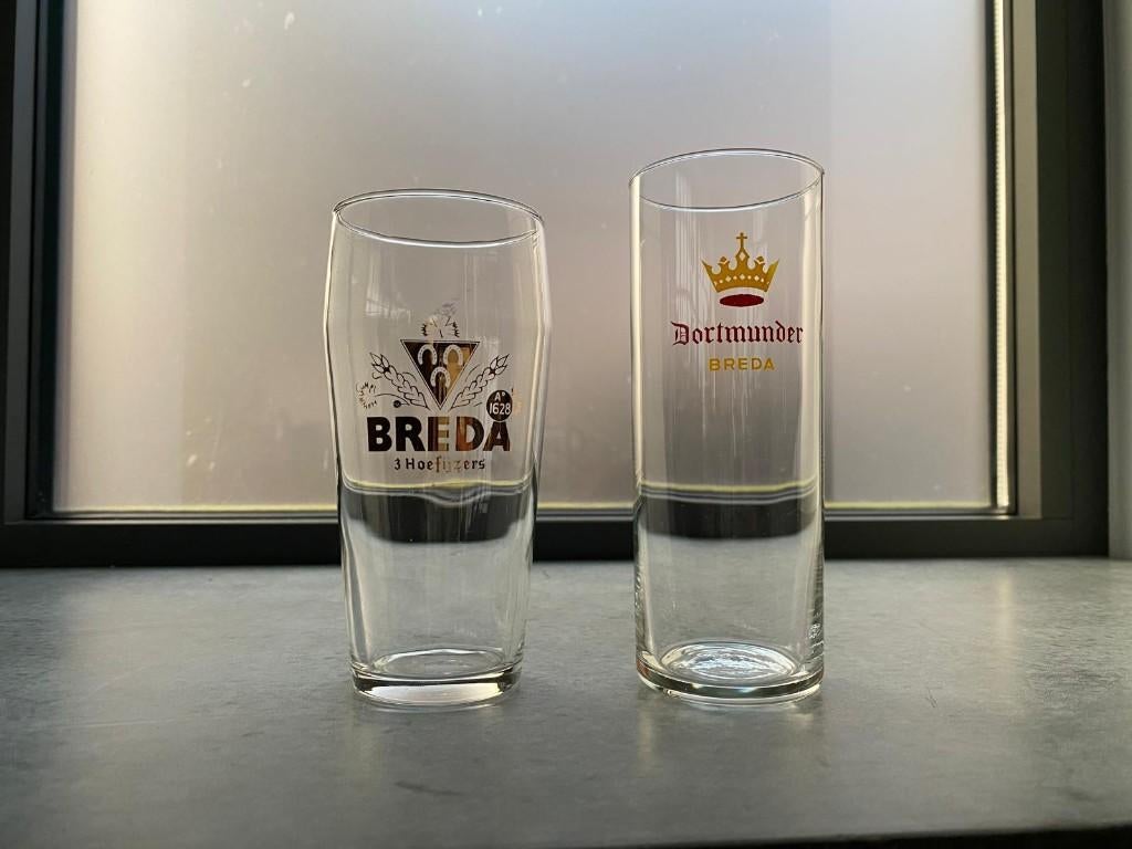 2 (oude) Breda bierglazen, Ophalen of Verzenden, Nieuw, Glas of Glazen, Overige merken