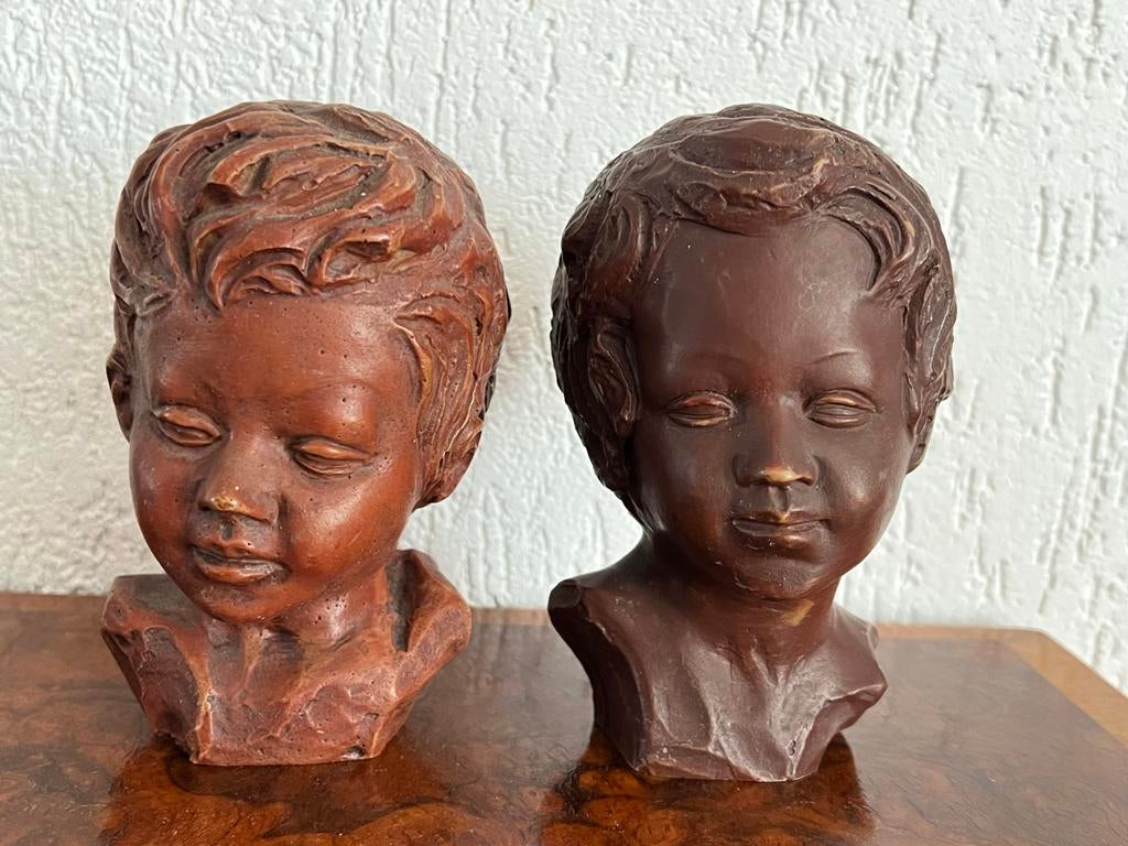 Vintage Paridon bustes – Paridur beeldjes – kinderhoofdjes, Overige onderwerpen, Minder dan 20 cm, Verzenden, Buste