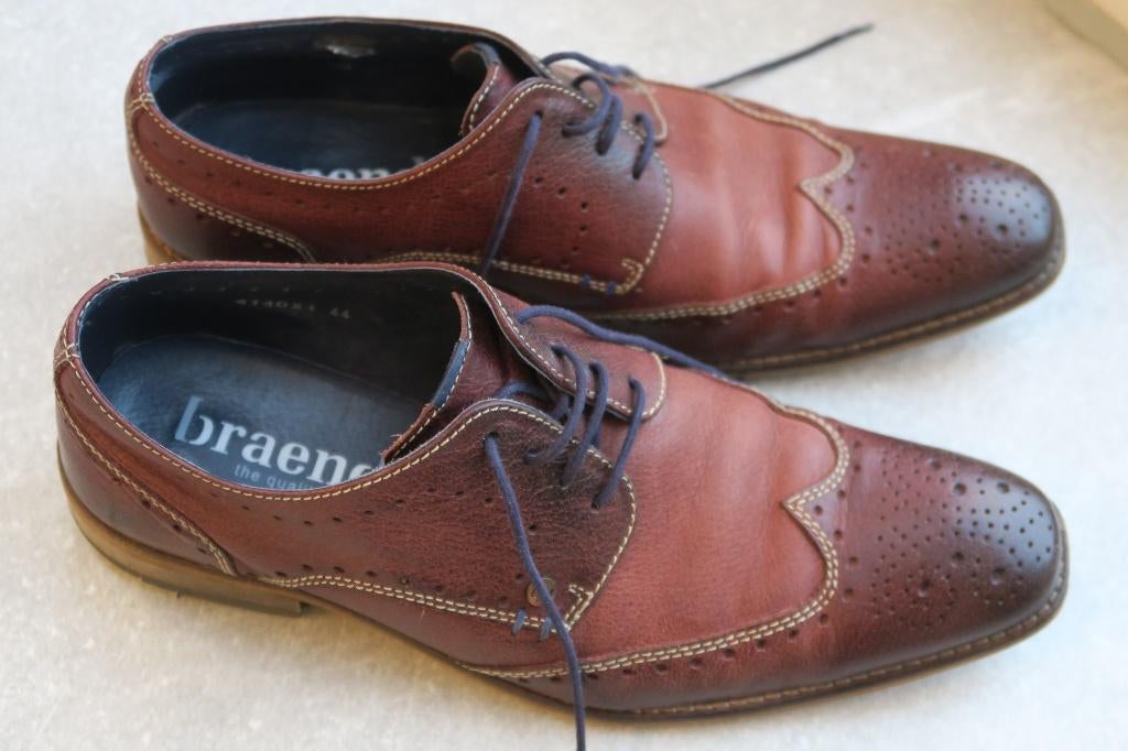 Braend Nette Leren Herenschoenen mt 44, Bruin, Braend, Ophalen of Verzenden, Zo goed als nieuw