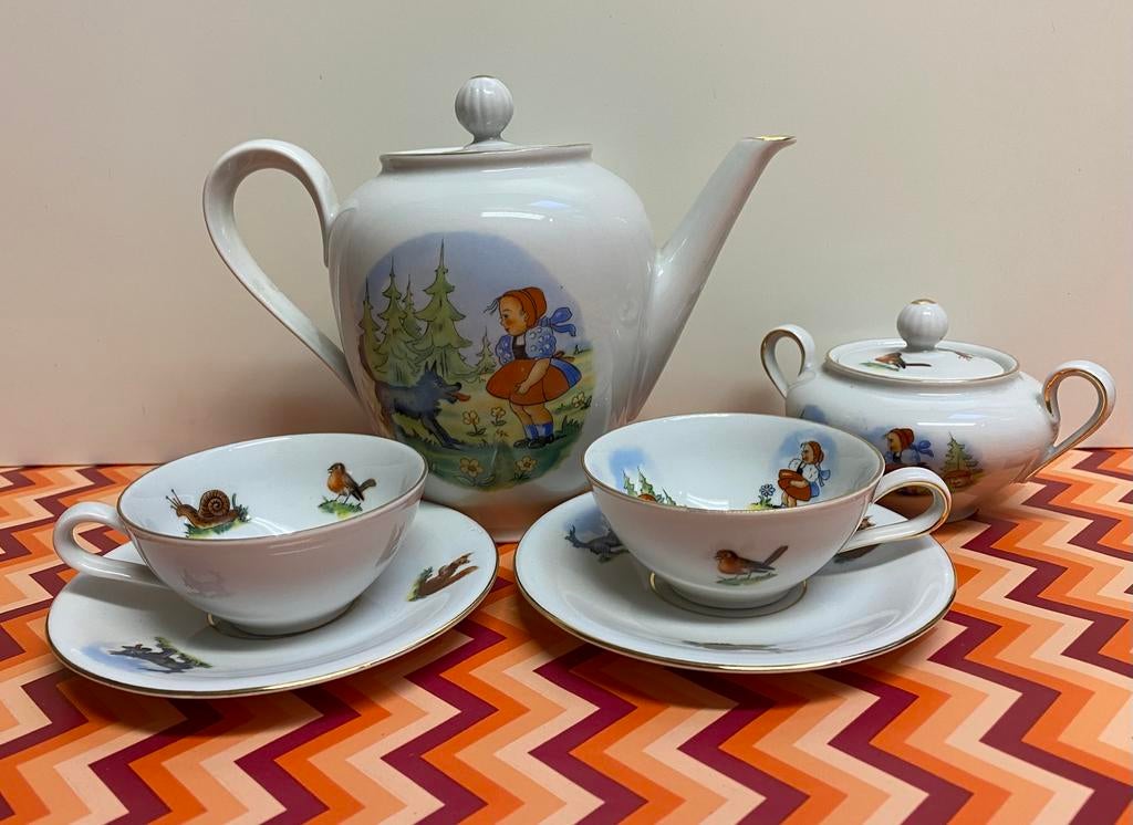 Vintage Kinderservies onderdelen Roodkapje en de Wolf, Ophalen of Verzenden