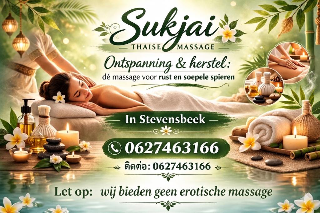 Sukjai thaise massage in stevensbeek, Ontspanningsmassage