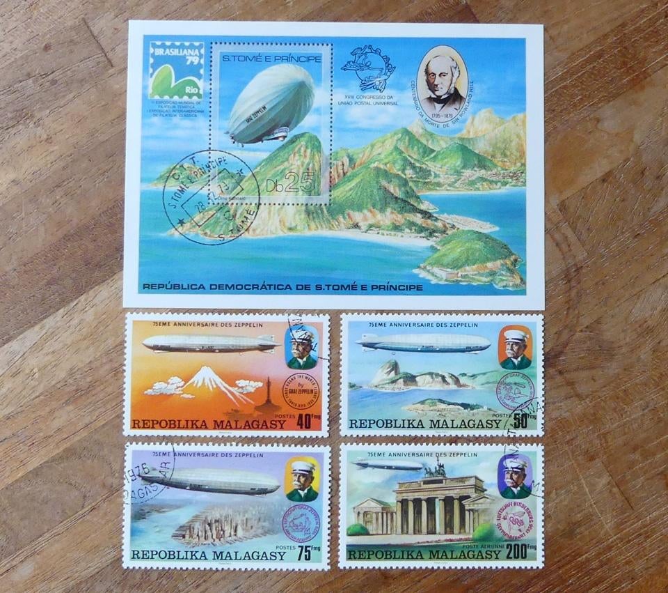 Zeppelin postzegels luchtschepen zeppelins, Ophalen of Verzenden, Gestempeld, Vliegtuigen