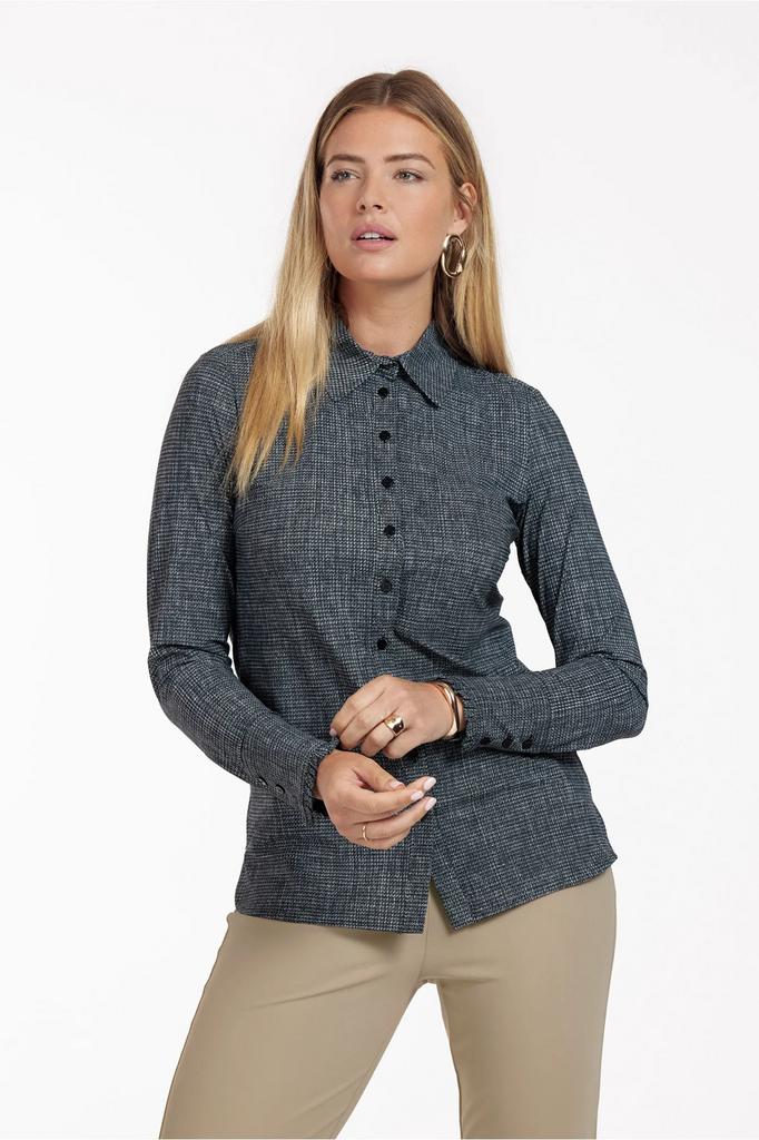 Studio anneloes polly tweet blouse L zwart/wit travelstof, Zwart, Maat 42/44 (L), Ophalen of Verzenden, Zo goed als nieuw