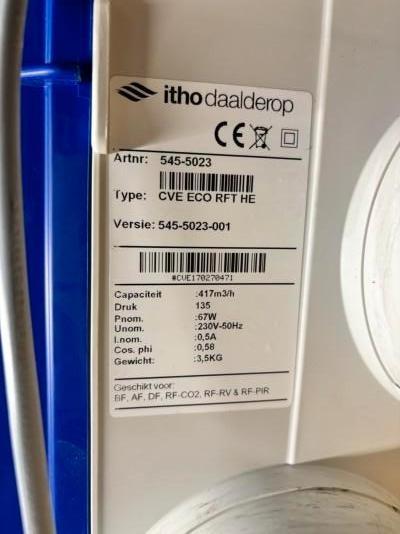 8 stuks Itho Daalderop ventilatiebox (type: CVE ECO RFT HE), Ophalen of Verzenden, Gebruikt, Ventilator en Afzuiger