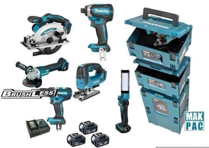 MAKITA 18V 5-DELIGE 5.0Ah BRUSHLESS COMBISET DLX8100J + MBOX, Ophalen of Verzenden, Gevuld, Nieuw
