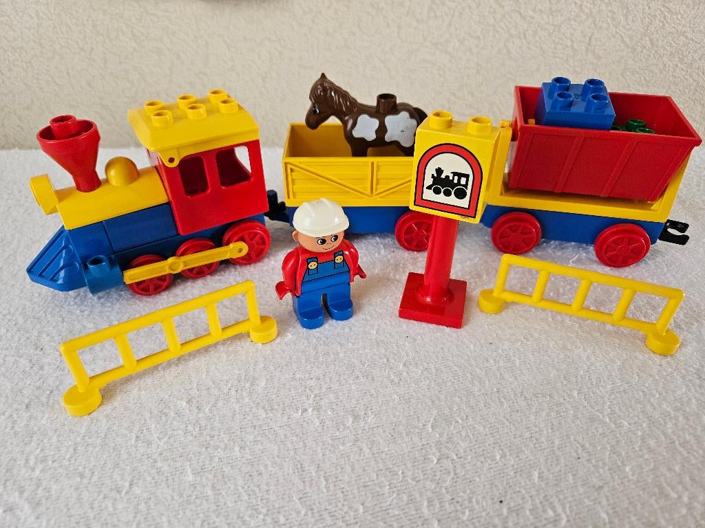 Lego Duplo 2731+2739  trein, locomotief en wagon 2 foto's!!, City, Ophalen of Verzenden, Zo goed als nieuw, Duplo