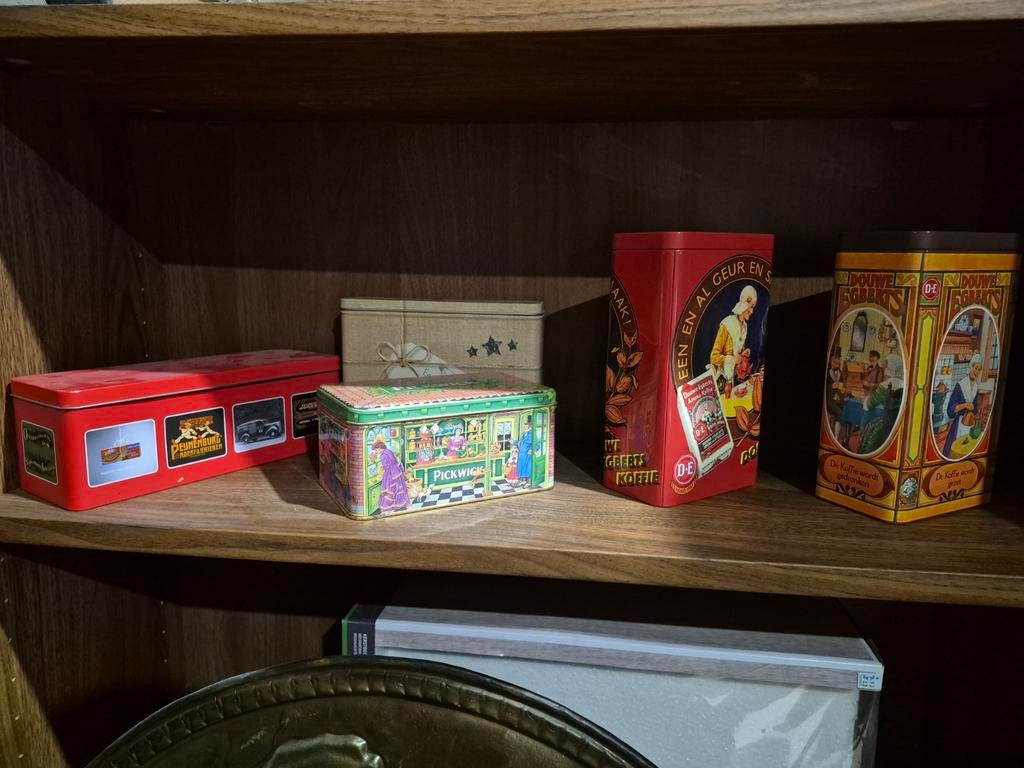 5 oude blikken DE douwe egberts  pickwick, Verzamelen, Ophalen