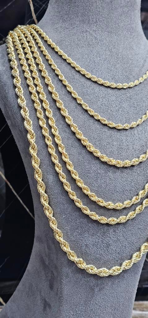 925 Zilver Vergulden Rope Chains 70cm / 5.7mm, Sieraden, Tassen en Uiterlijk, Kettingen, Ophalen of Verzenden, Nieuw, Zilver, Zilver