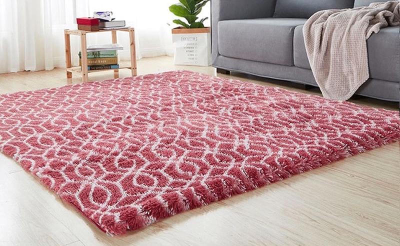 Rood Wit Rechthoekig Hoogpolig Vloerkleed / Kleed Tapijt Mat, Verzenden, Rood, Rechthoekig, Nieuw