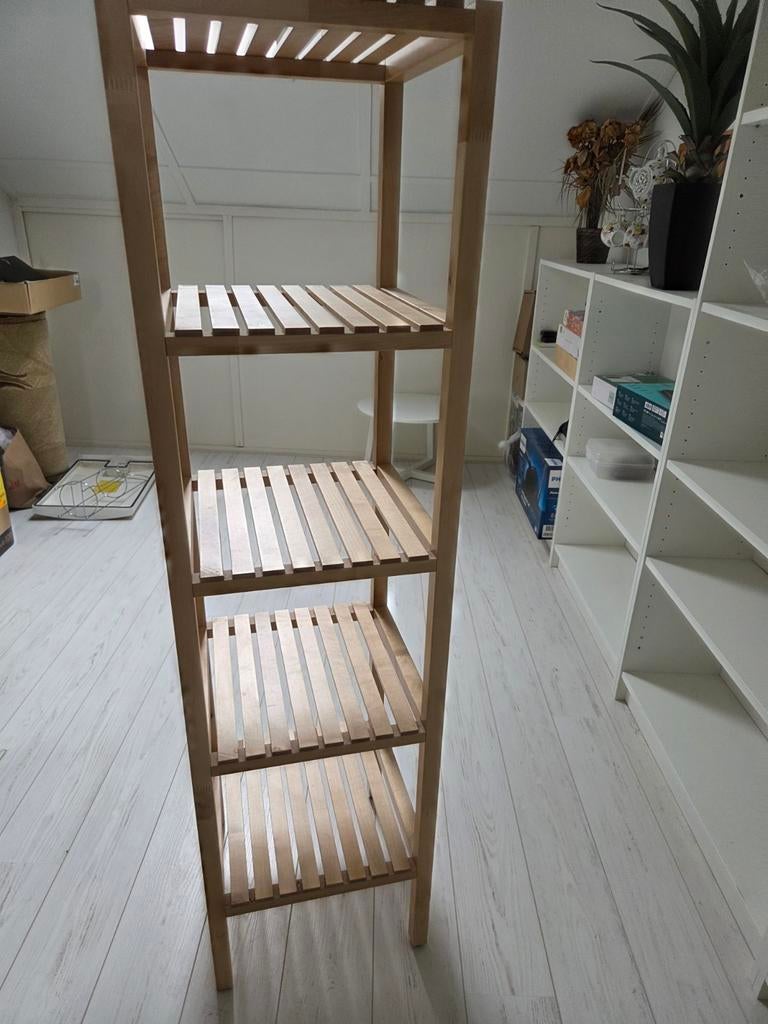 Houten badkamerrek / opbergrek met 5 planken, Ophalen of Verzenden, Gebruikt
