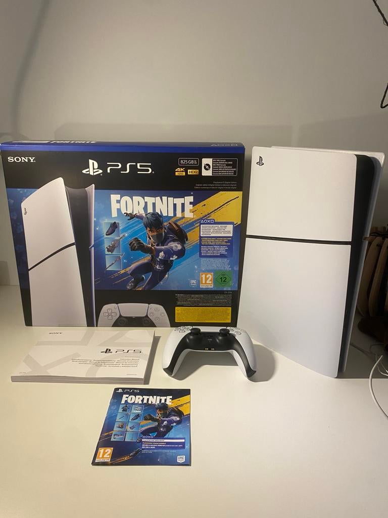 PlayStation 5 Digital Edition - 825GB - Fortnite skin Bundel, Ophalen, Zo goed als nieuw, Playstation 5 Digital