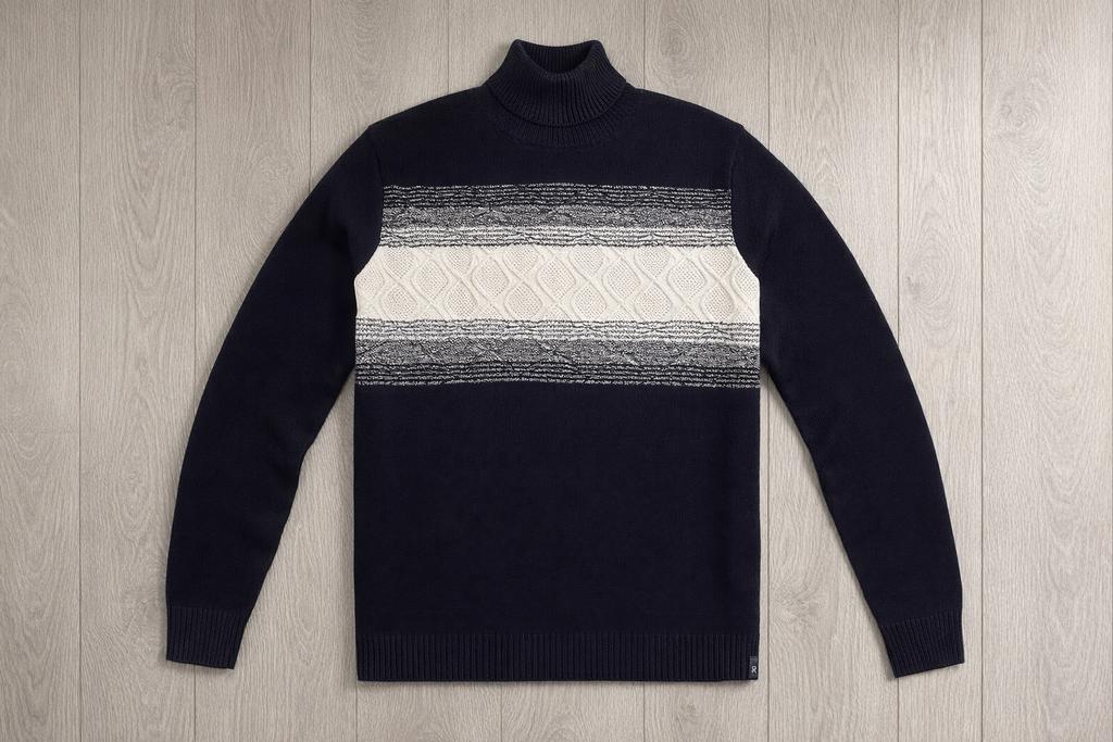 Vanguard kabeltrui met col - Donkerblauw, Ophalen of Verzenden, Zo goed als nieuw, Overige maten, Blauw