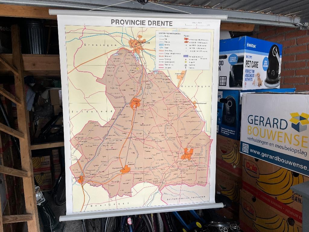 Schoolkaart Provincie Drente, Antiek en Kunst, Antiek | Schoolplaten, Ophalen of Verzenden, Aardrijkskunde