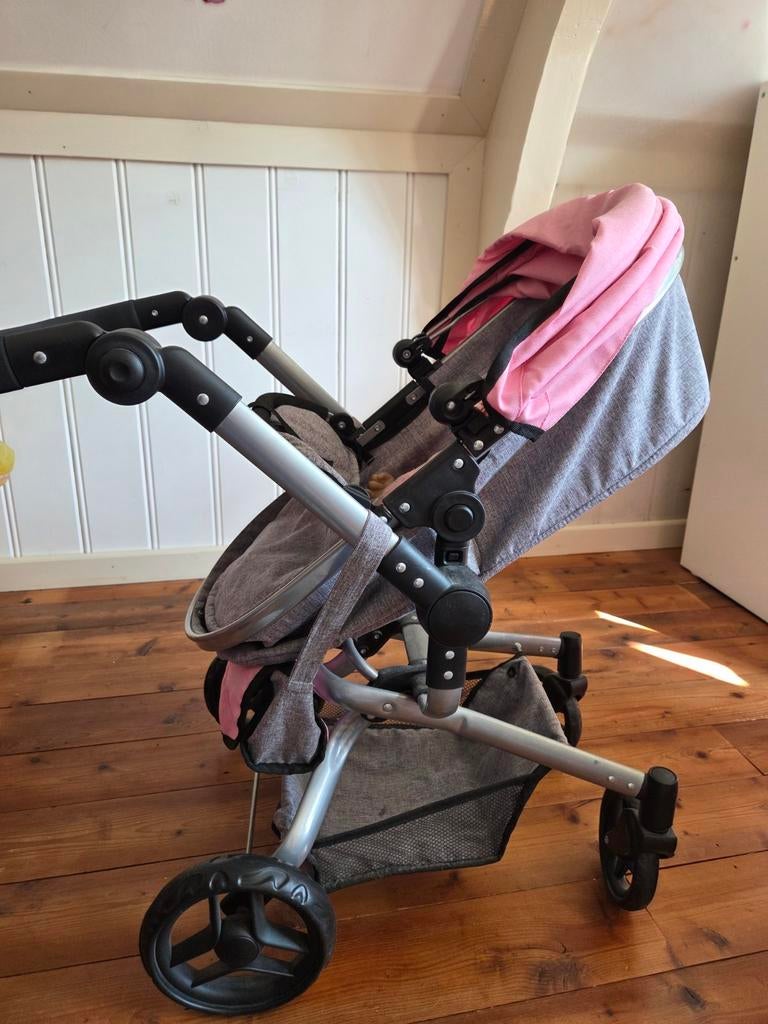 Poppenwagen grijs met roze, Ophalen, Babypop