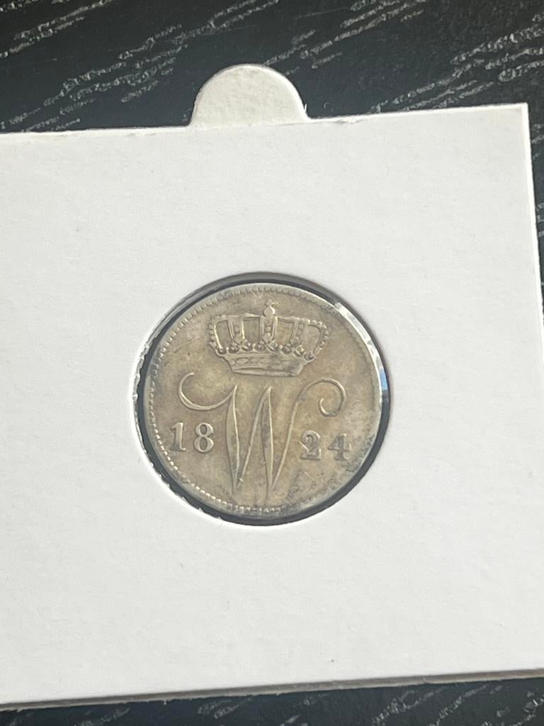 Zilveren  25 Cent WILLEM I 1824B, Ophalen of Verzenden, Koning Willem I, 25 cent