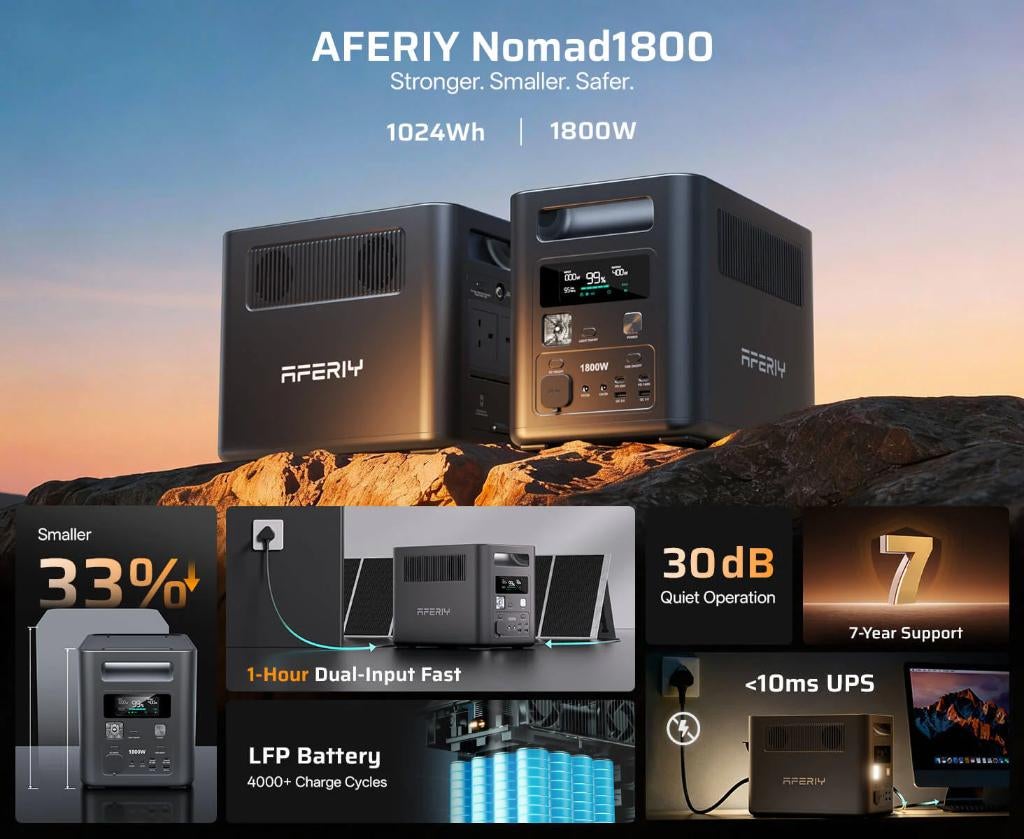 AFERIY Nomad1800 draagbaar powerstation 1800W 1024Wh, Ophalen of Verzenden, Nieuw