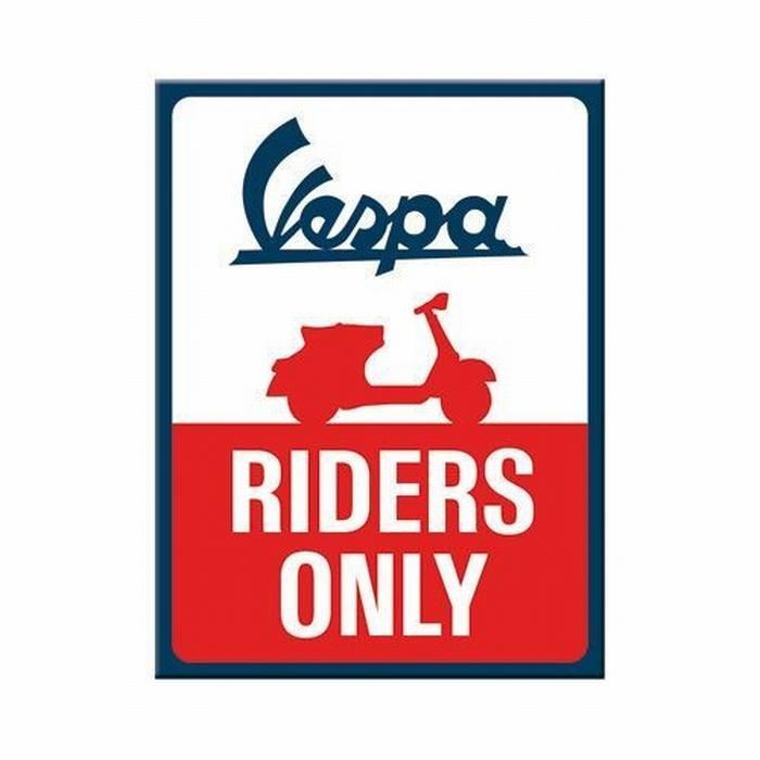 Vespa Riders Only Scooter reclame magneet koelkastmagneet, Ophalen of Verzenden, Nieuw, Auto's