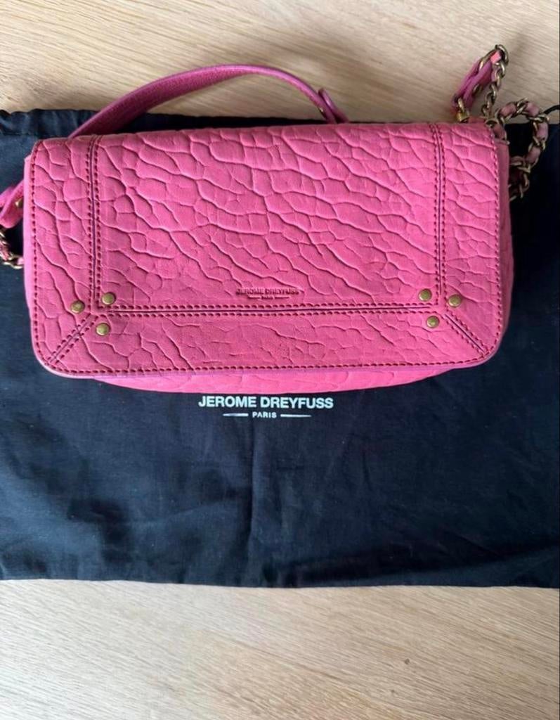 Jerome Dreyfuss Bob Handtas Koraal Roze Leer, Ophalen of Verzenden, Gebruikt, Roze, Handtas