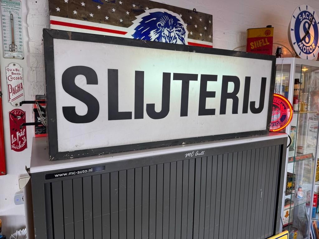 Vintage Lichtbak 'Slijterij' - Authentieke Reclame, Ophalen, Gebruikt, ., Lichtbak of (neon) lamp