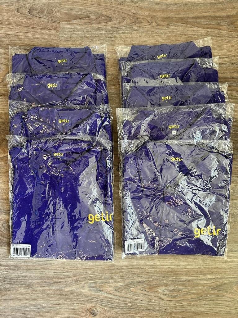 Partij 9 Getir polo shirts – origineel – M en XL, Kleding | Heren, T-shirts, Nieuw, Overige maten, Paars, Ophalen