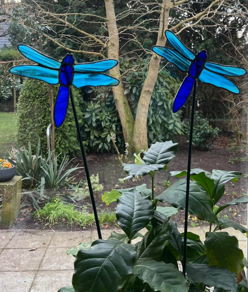 Libelle Tiffany Glas plantensteker, Ophalen of Verzenden, Nieuw