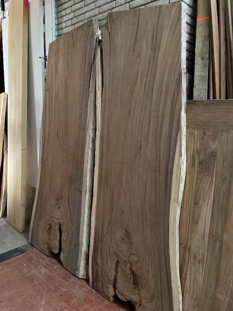 Bookmatch set schaaldelen Suar uniek epoxy boomstamtafel, Ophalen, Overige typen, Nieuw, Hardhout