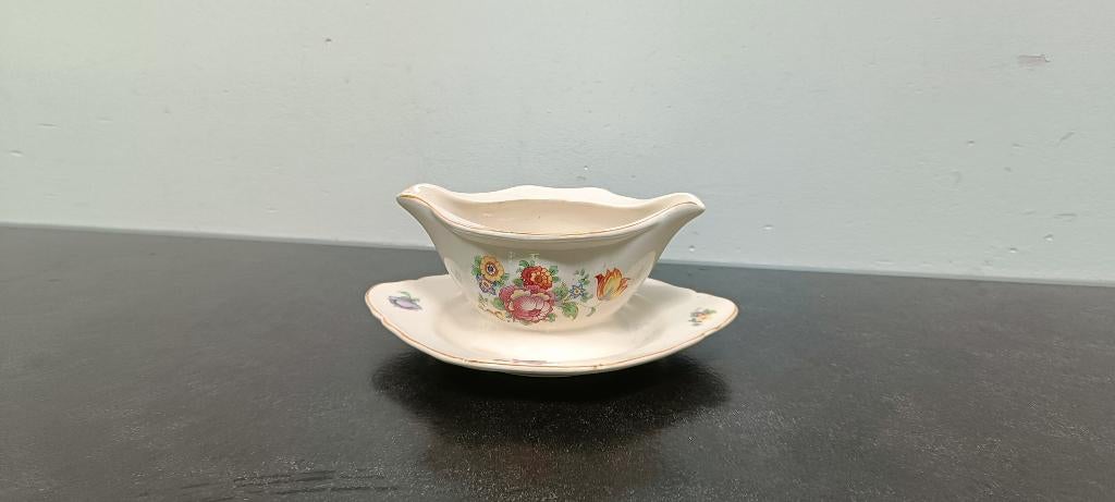 petrus regout sauskom met bloemen, Ophalen of Verzenden