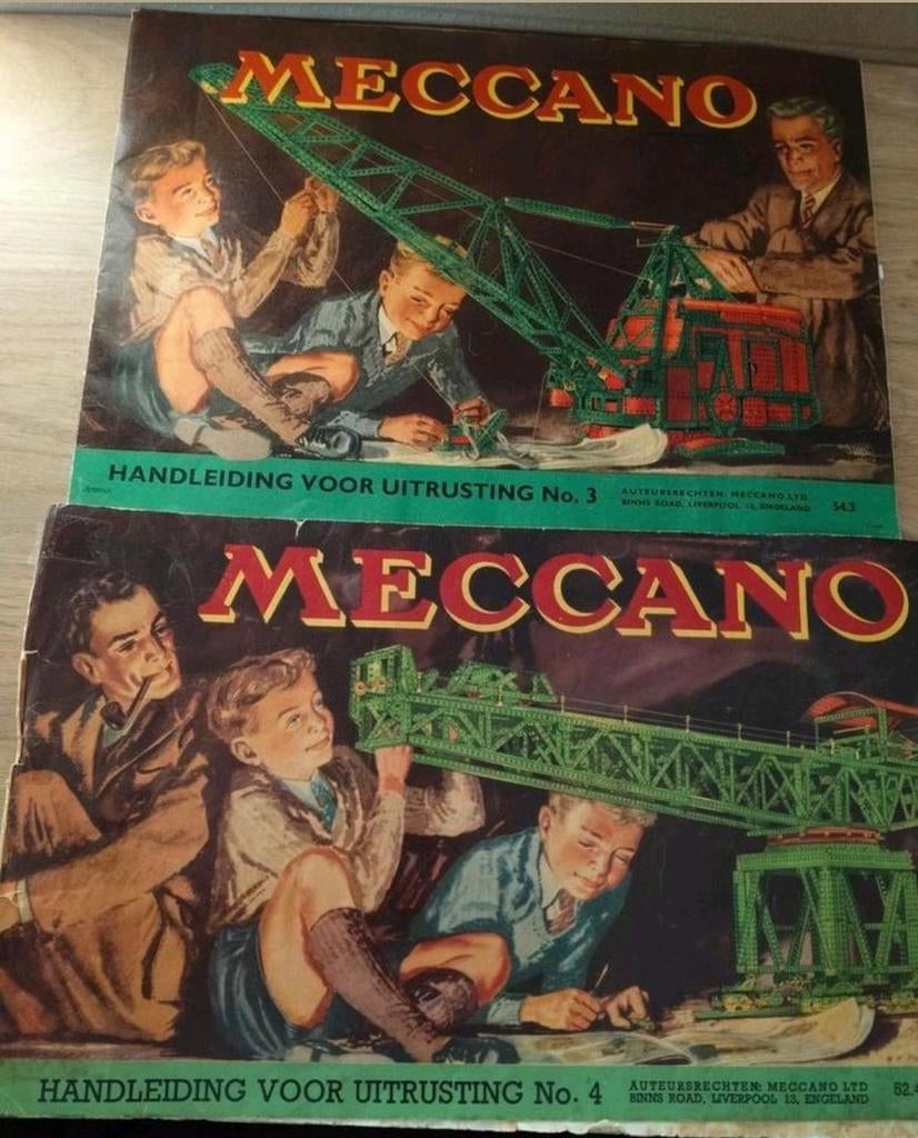 OUDE MECCANO IN HOUTEN KIST+BOUW BOEKJES*HANDLEIDINGEN, Verzenden, Gebruikt