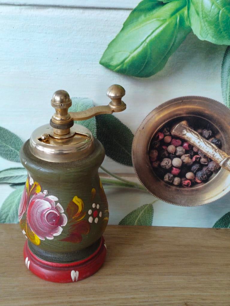 VINTAGE HOUTEN/KOPEREN PEPERMOLEN ACCIAIO  TEMPERATO, Verzenden, Zo goed als nieuw