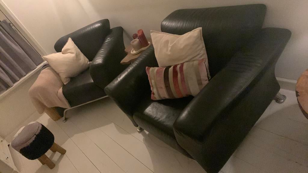 Gratis ophalen: twee leren fauteuils - Rolf Benz, Huis en Inrichting, Ophalen, Zo goed als nieuw
