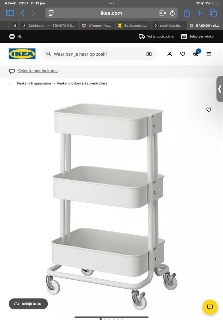IKEA Trolley Kar - Wit, Ophalen of Verzenden, Gebruikt