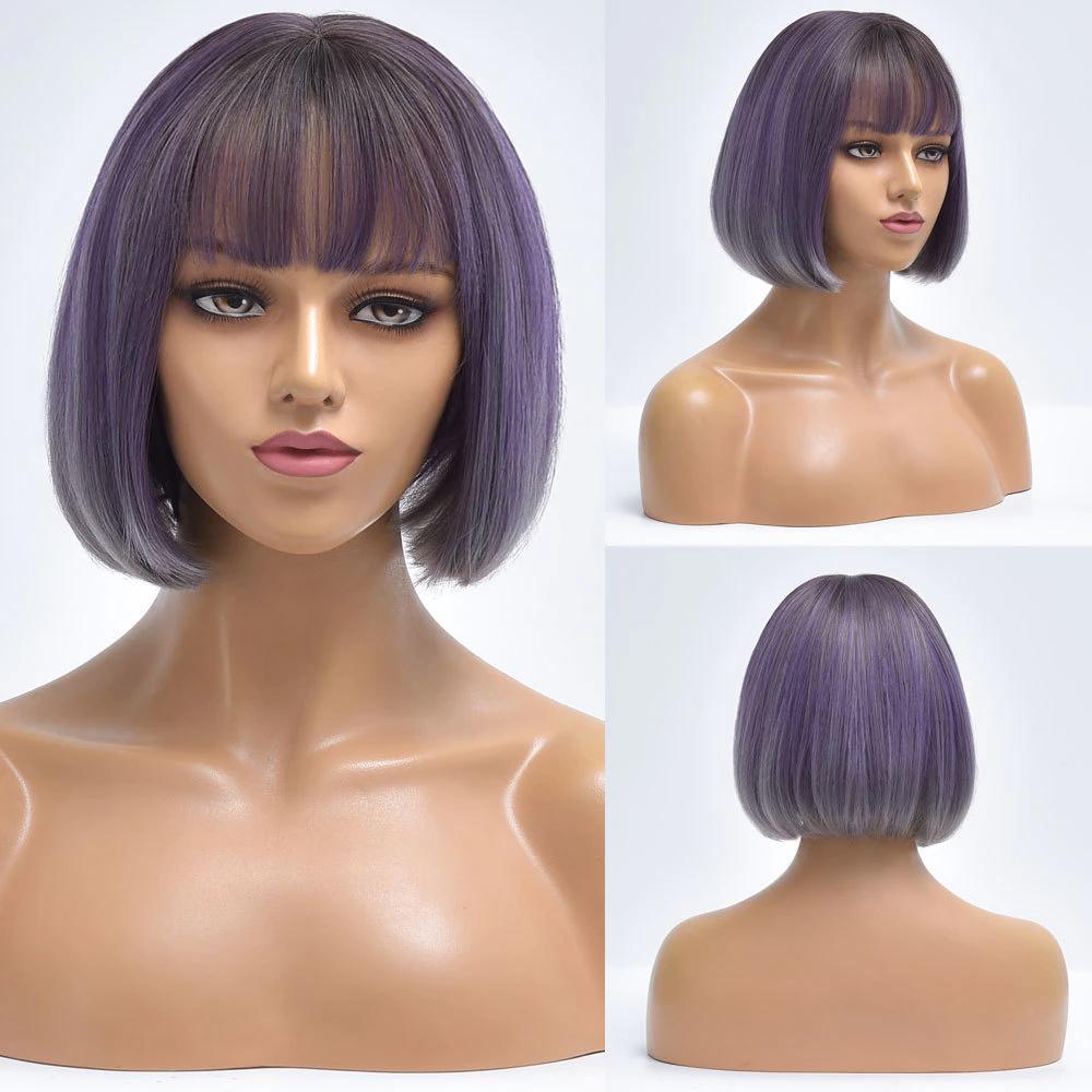 Korte Paarse Pony Pruik Dames Vrouwen Haarstuk Haar Haren, Sieraden, Tassen en Uiterlijk, Uiterlijk | Haarverzorging, Verzenden