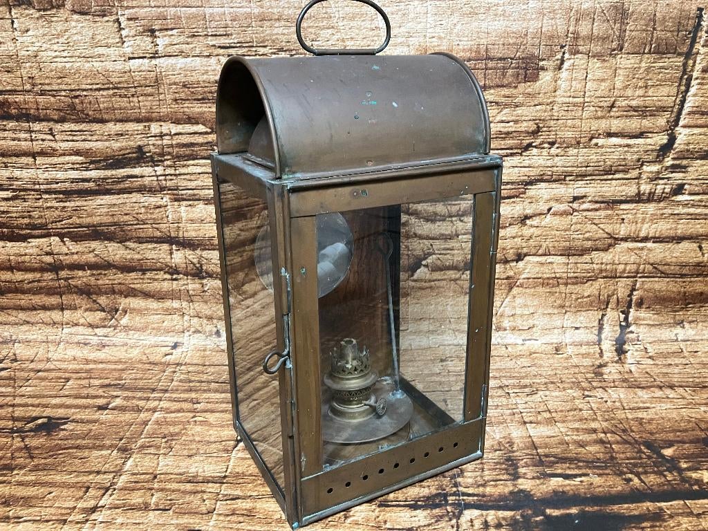 Antiek koperen lantaarn.(olielamp), Ophalen of Verzenden