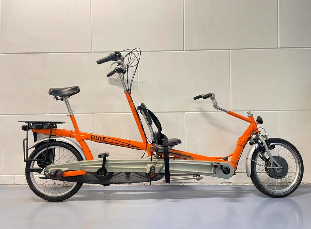Van Raam Duo. Elektrische ouder kindtandem, instelb. vrijl., Fietsen en Brommers, Ophalen of Verzenden, Zo goed als nieuw, Minder dan 10 versnellingen