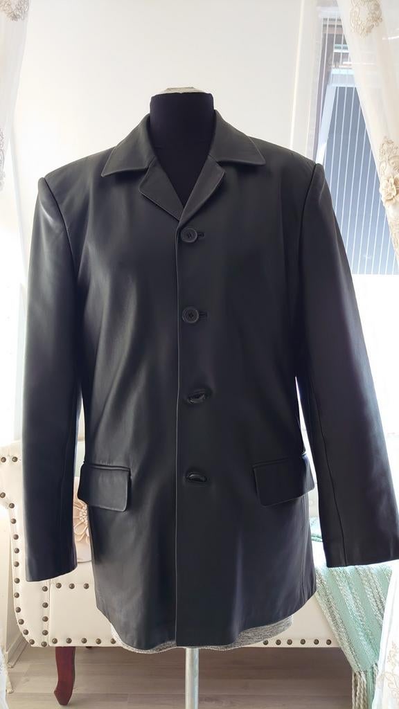 Stijlvolle Kalfsleren Jas, Maat 52/54 (L), Onbekend, Zwart, Ophalen of Verzenden