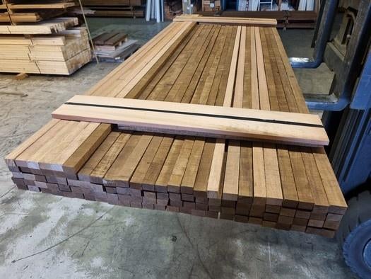 286 meter hardhouten latten fijnbezaagd - nr: HP203, Tuin en Terras, Ophalen, Planken, Nieuw, Hardhout