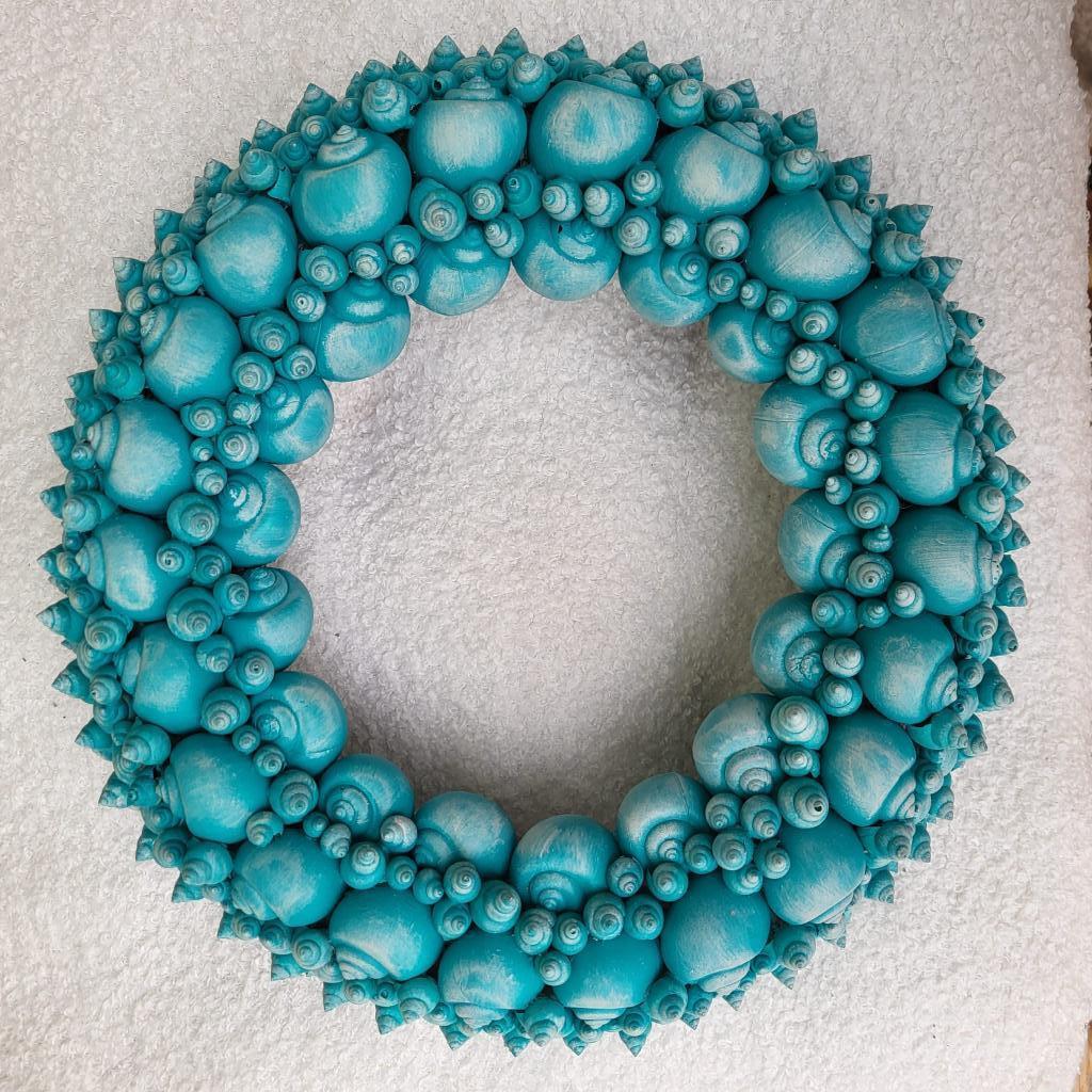 Prachtige schelpenkrans met turquoise schelpen, Ophalen of Verzenden, Nieuw