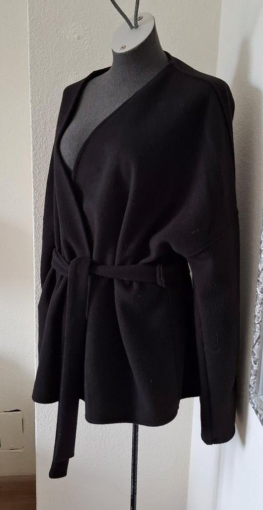 Zwarte jas,  tussenjas overslag jas 36 38 igs, Ophalen of Verzenden, Gedragen, Maat 36 (S), Zwart