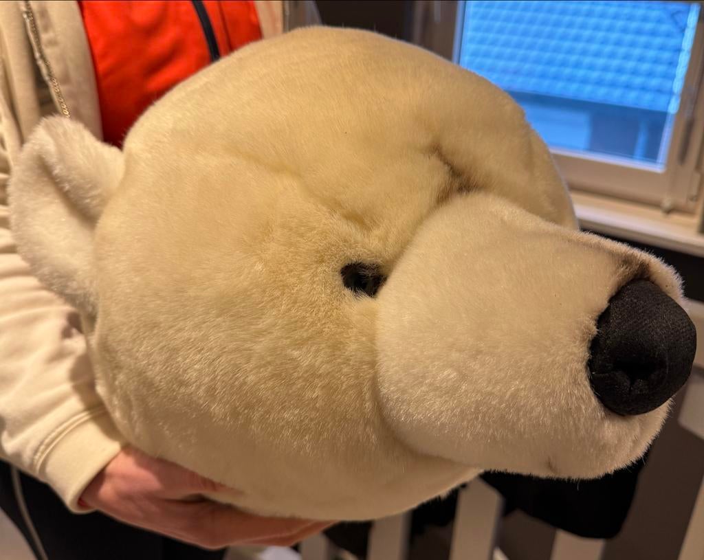 Leuke BiBiB ijsbeer hoofd wanddecoratie, Ophalen of Verzenden, Zo goed als nieuw, Wanddecoratie