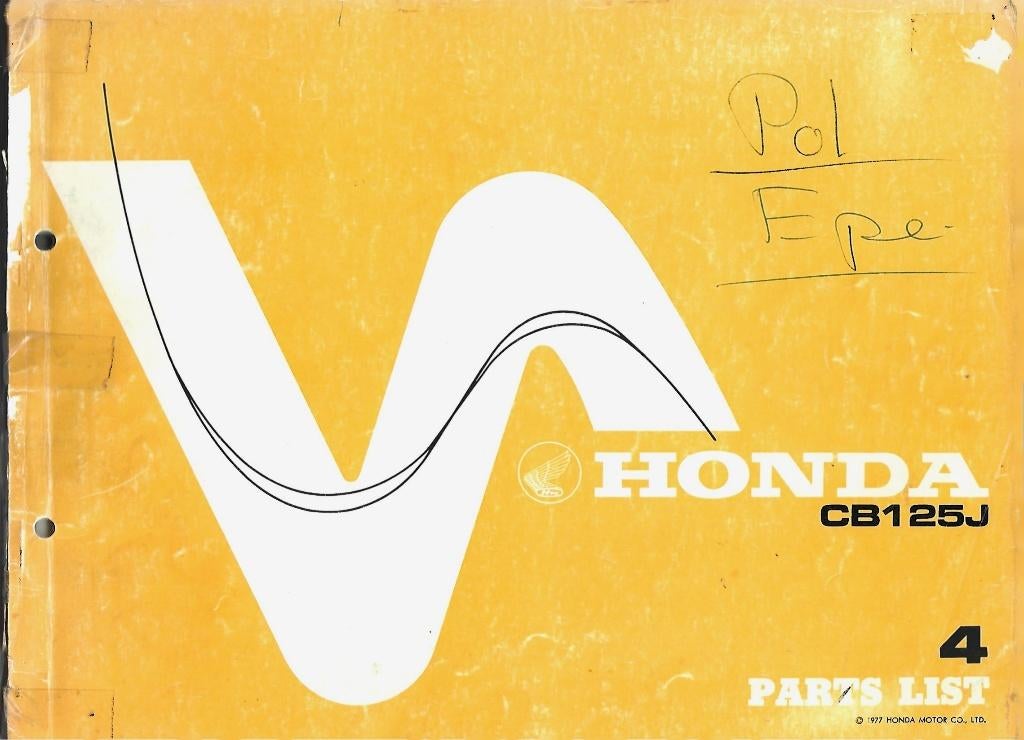 Honda CB125 J Parts LIst onderdelenboek (534s), Ophalen of Verzenden, Honda
