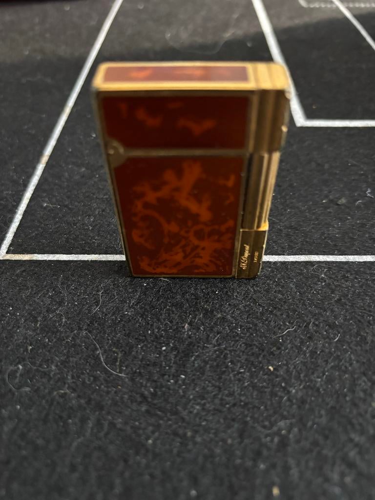 Vintage S.T. Dupont Aansteker - Bruin/Goud, Ophalen of Verzenden