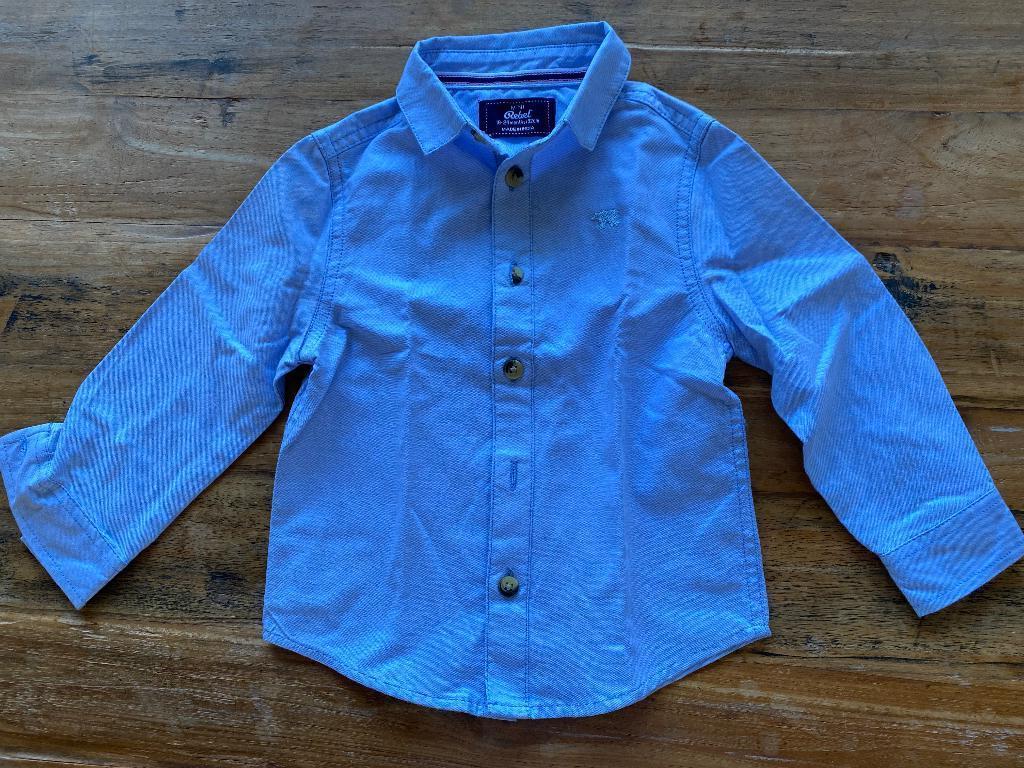 Mini Rebel lichtblauw overhemd - maat 92, Kinderen en Baby's, Overhemd of Blouse, Ophalen of Verzenden, Zo goed als nieuw, Mini Rebel
