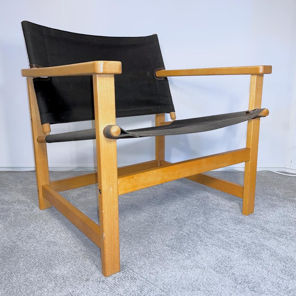 Safari stoel Hyllinge Møbler Denemarken hout canvas 70s, Gebruikt, -, Minder dan 75 cm, Ophalen of Verzenden