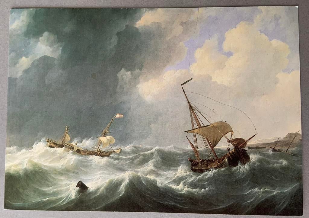 Johannes Christiaan Schotel , Ontstuimige zee, Ophalen of Verzenden, Ongelopen, Overige thema's