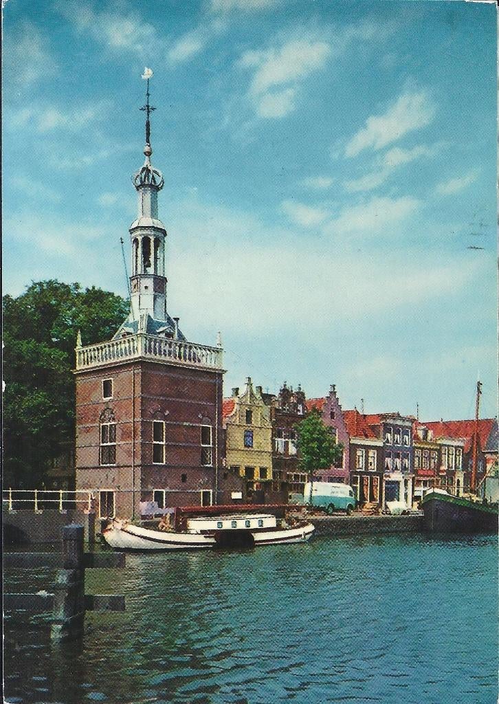 q348 Gelopen ansichtkaart accijnstoren Alkmaar, Verzamelen, Ophalen of Verzenden, 1980 tot heden, Gelopen, Noord-Holland